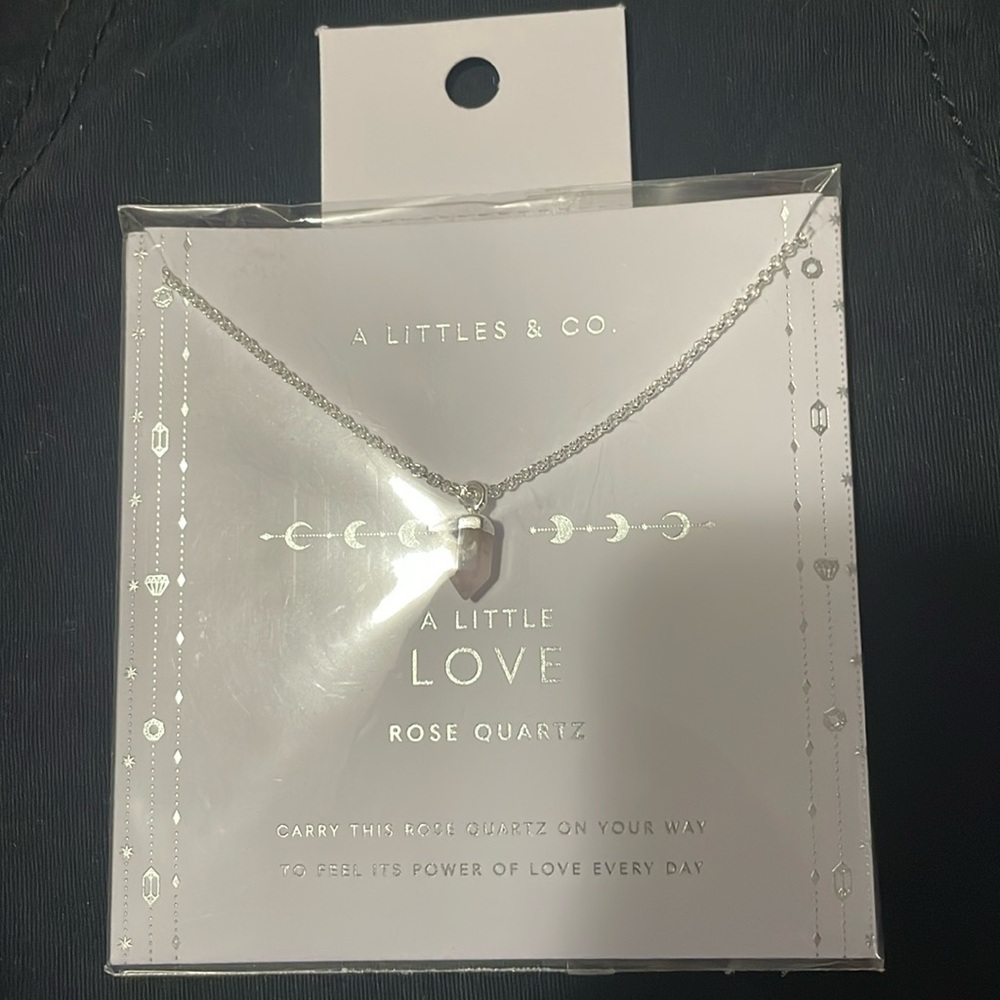 A LITTLES & CO Rose Quartz necklace  (Quarter for size reference)